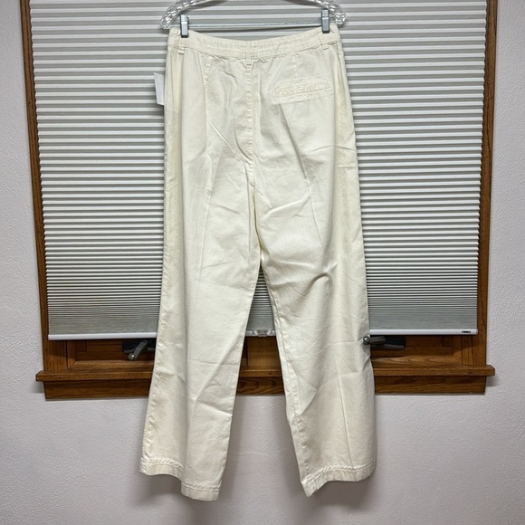 FRAME NWT Ecru Ivory High Waist Wide Leg Denim Pleated Front Chino Pants - Picture 4 of 12